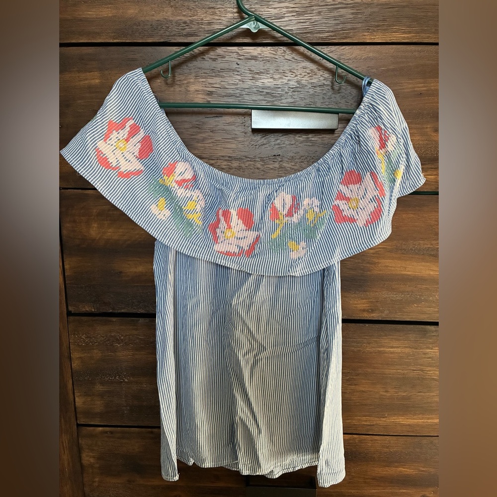 Lily White Off The Shoulder Striped Top